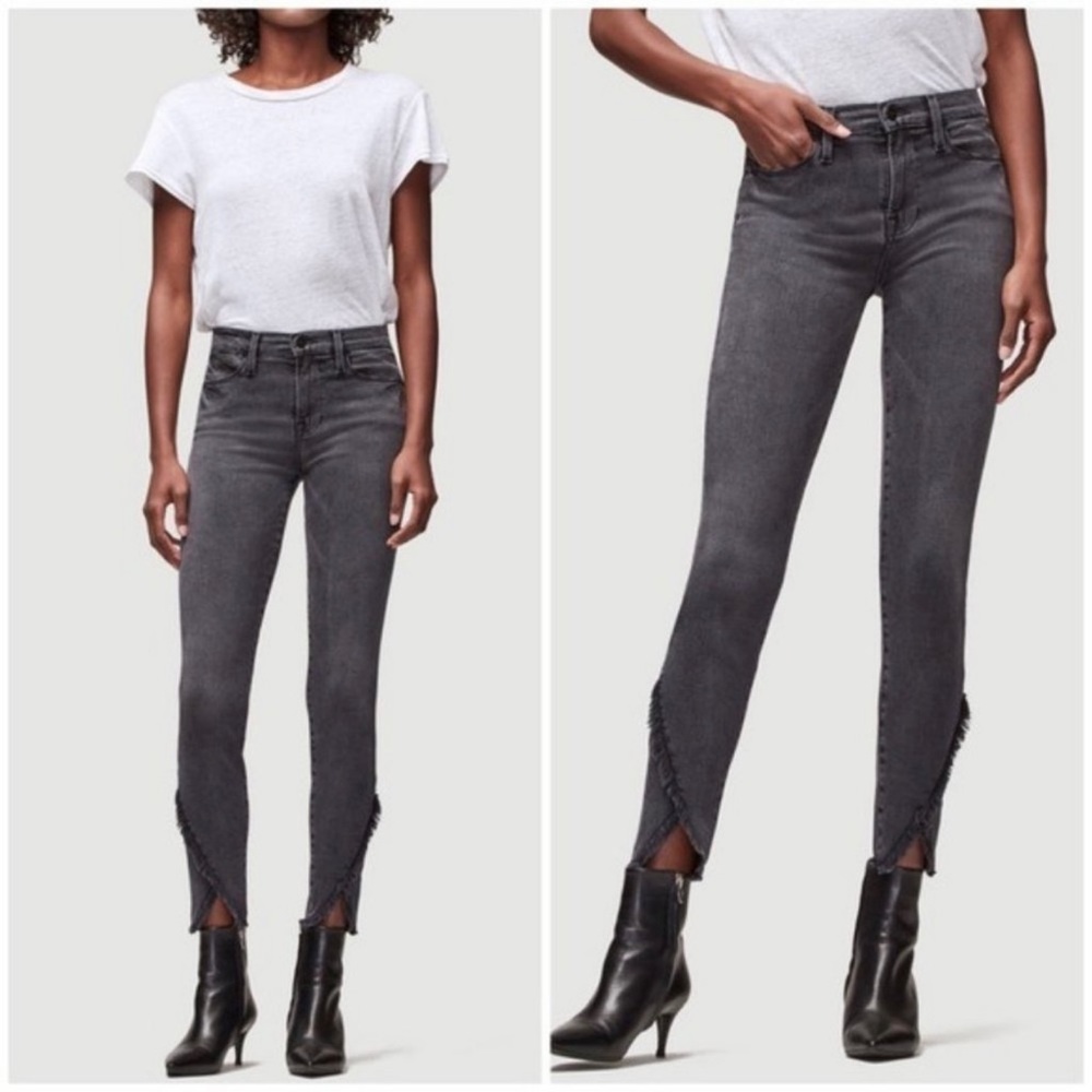 Frame Denim Le High Skinny Frayed Hem Jeans Quinby Gray/Black Size 27